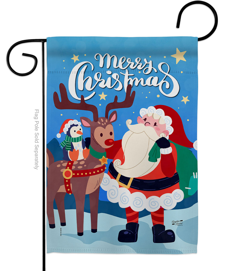 G135312-BO 13 x 18.5 in. Santa with Friends Garden Flag with Winter Christmas Double-Sided Decorative Vertical Flags House Decoration Banner Yard Gift