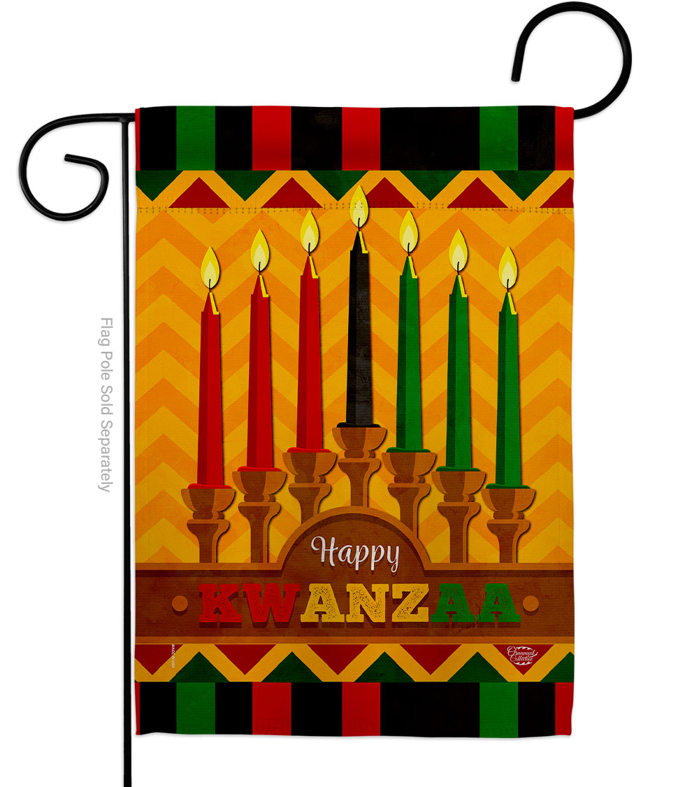 G192333-BO 13 x 18.5 in. Happy Kwanzaa Holiday Garden Flag with Winter Double-Sided Decorative Vertical Flags House Decoration Banner Yard Gift