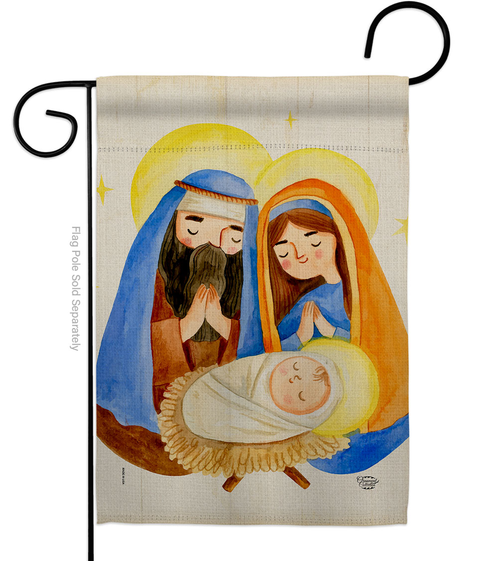 13 x 18.5 in. Nativity Scene Garden Flag with Winter Double-Sided Decorative Vertical Flags House Decoration Banner Yard Gift