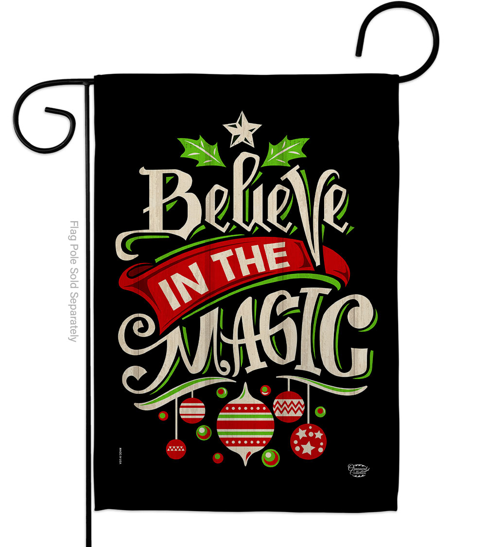 13 x 18.5 in. Believe the Magic Garden Flag with Winter Christmas Double-Sided Decorative Vertical Flags House Decoration Banner Yard Gift