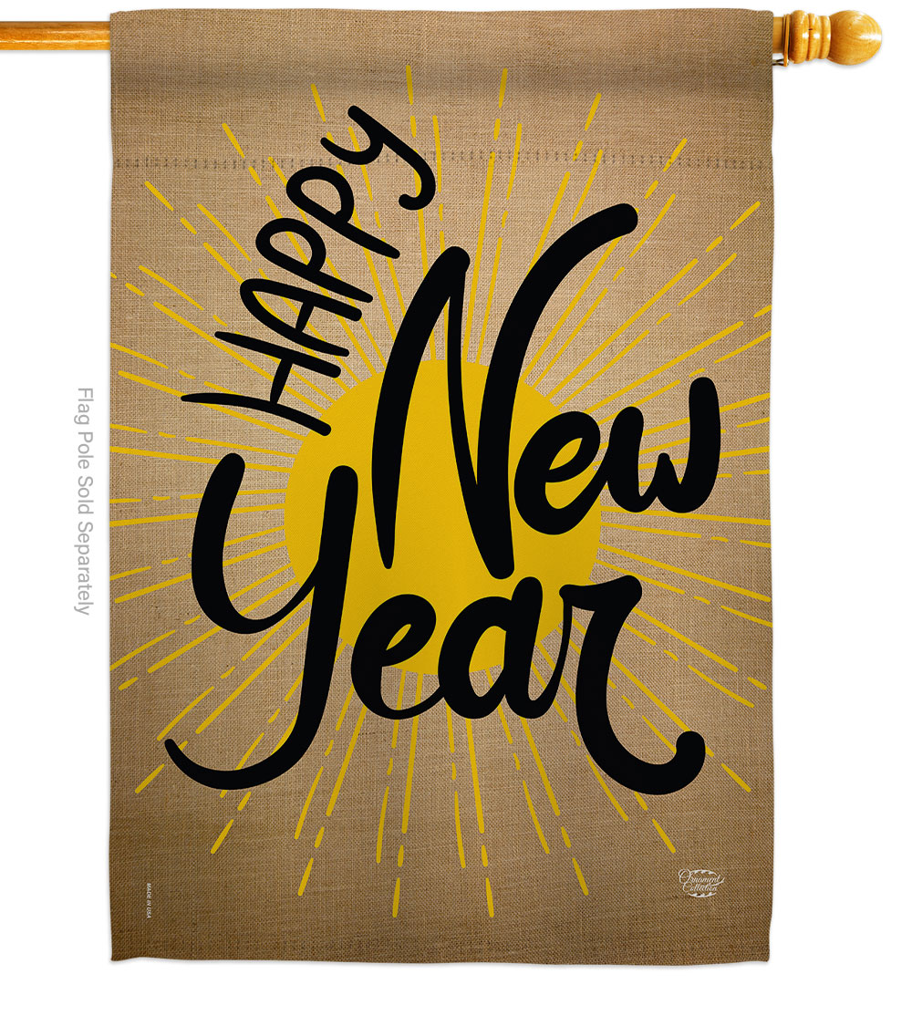 28 x 40 in. Happy New Year House Flag with Winter Double-Sided Decorative Vertical Flags Decoration Banner Garden Yard Gift