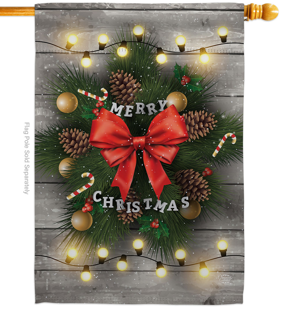 H191049-BO 28 x 40 in. Lightful Merry Christmas House Flag with Winter Double-Sided Decorative Vertical Flags Decoration Banner Garden Yard Gift