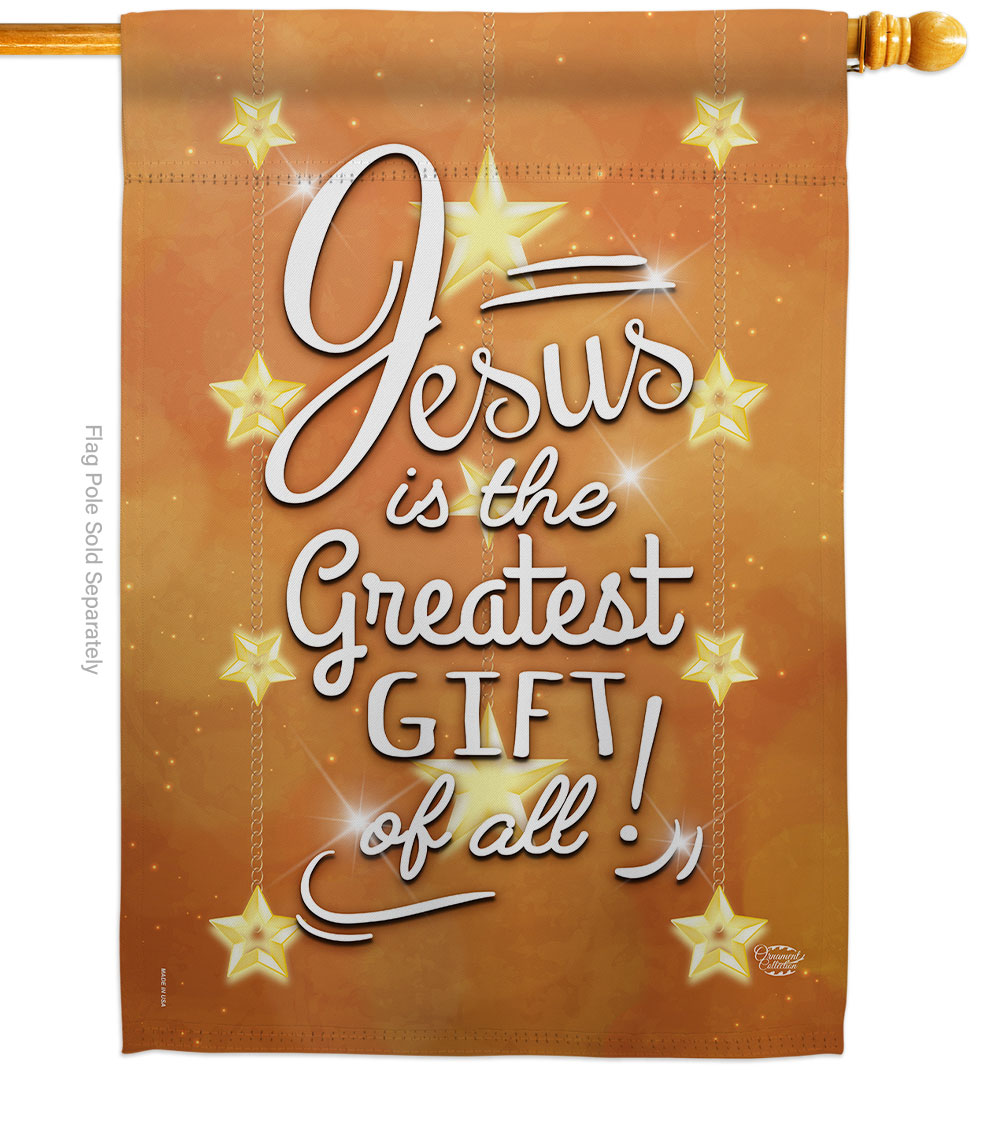 28 x 40 in. Jesus is the Greatest Gift House Flag with Winter Nativity Double-Sided Decorative Vertical Flags Decoration Banner Garden Yard Gift