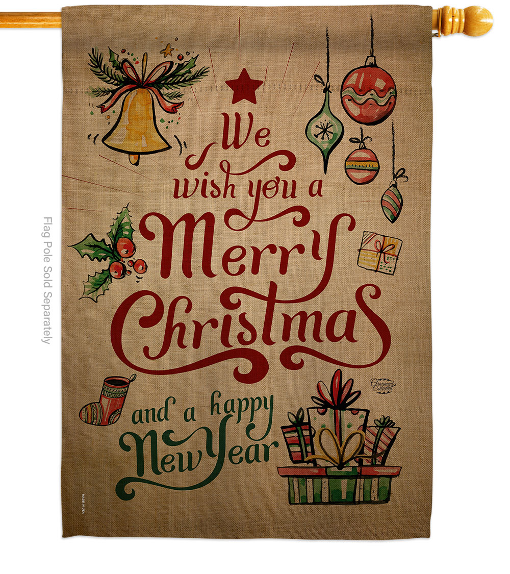 28 x 40 in. Merry Christmas & Happy New Year House Flag with Winter Double-Sided Decorative Vertical Flags Decoration Banner Garden Yard Gift