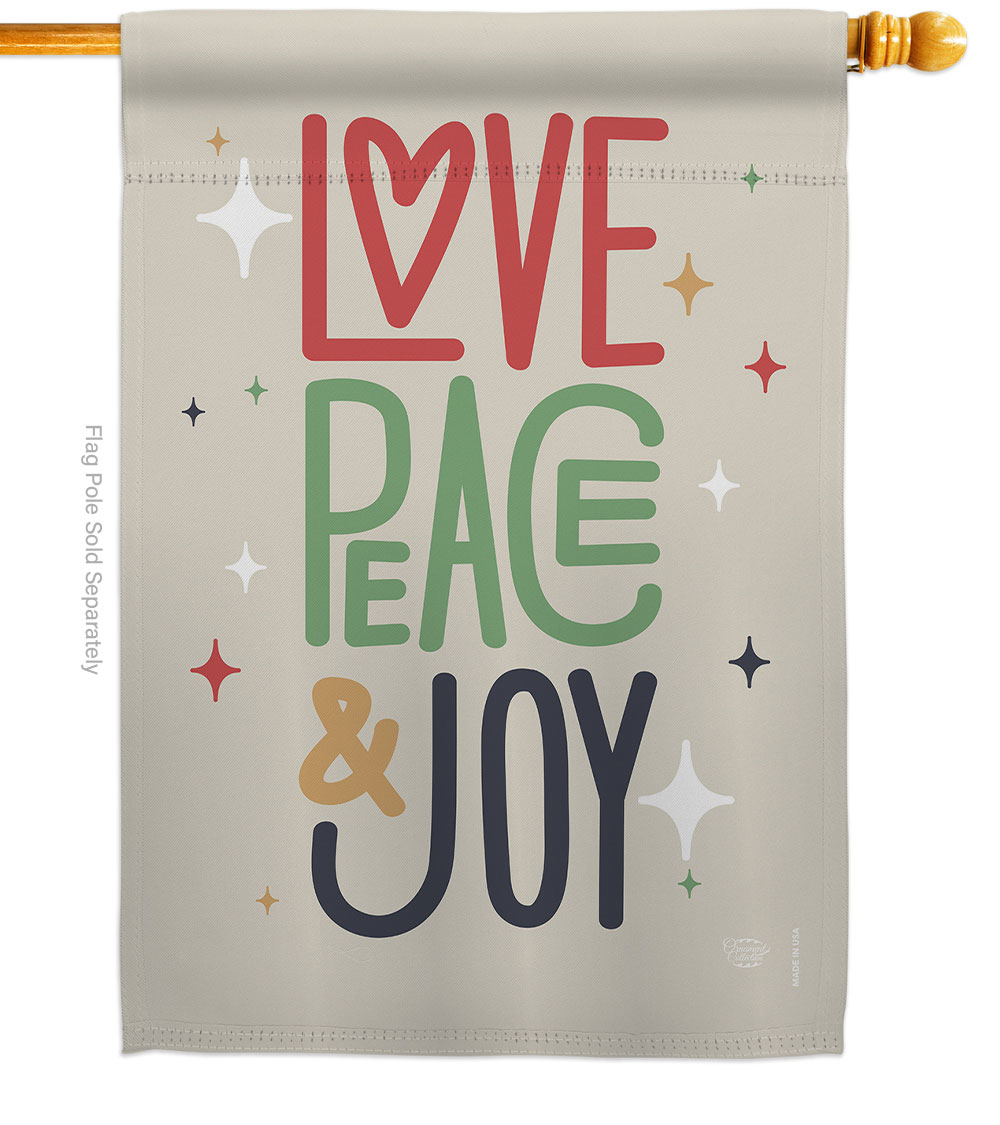 H192050-BO 28 x 40 in. Love Peace & Joy House Flag with Winter Christmas Double-Sided Decorative Vertical Flags Decoration Banner Garden Yard Gift