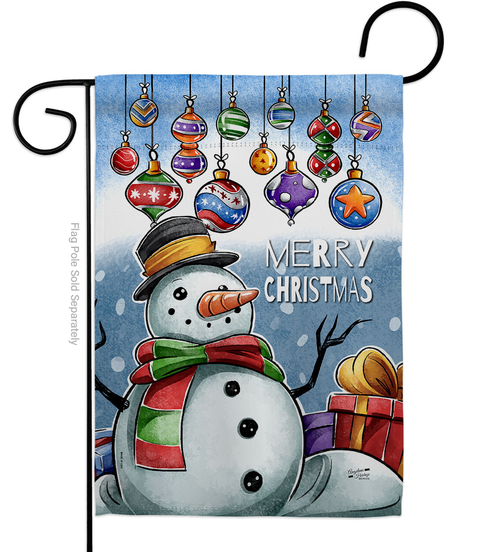 G135357-BO 13 x 18.5 in. Ornament Snowman Garden Flag with Winter Christmas Double-Sided Decorative Vertical Flags House Decoration Banner Yard Gift