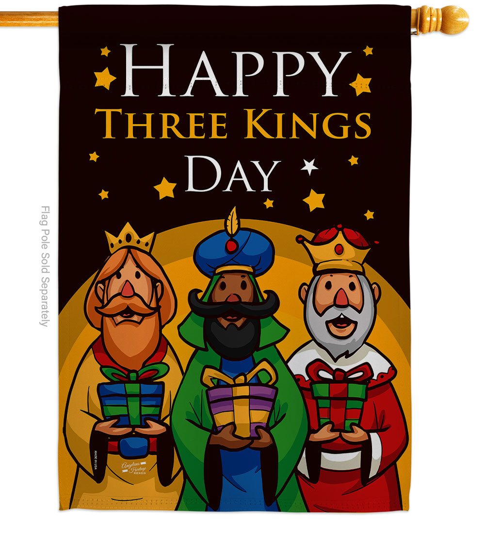 28 x 40 in. Three Kings Day House Flag with Winter Nativity Double-Sided Decorative Vertical Flags Decoration Banner Garden Yard Gift -  Angeleno Heritage, AN579016