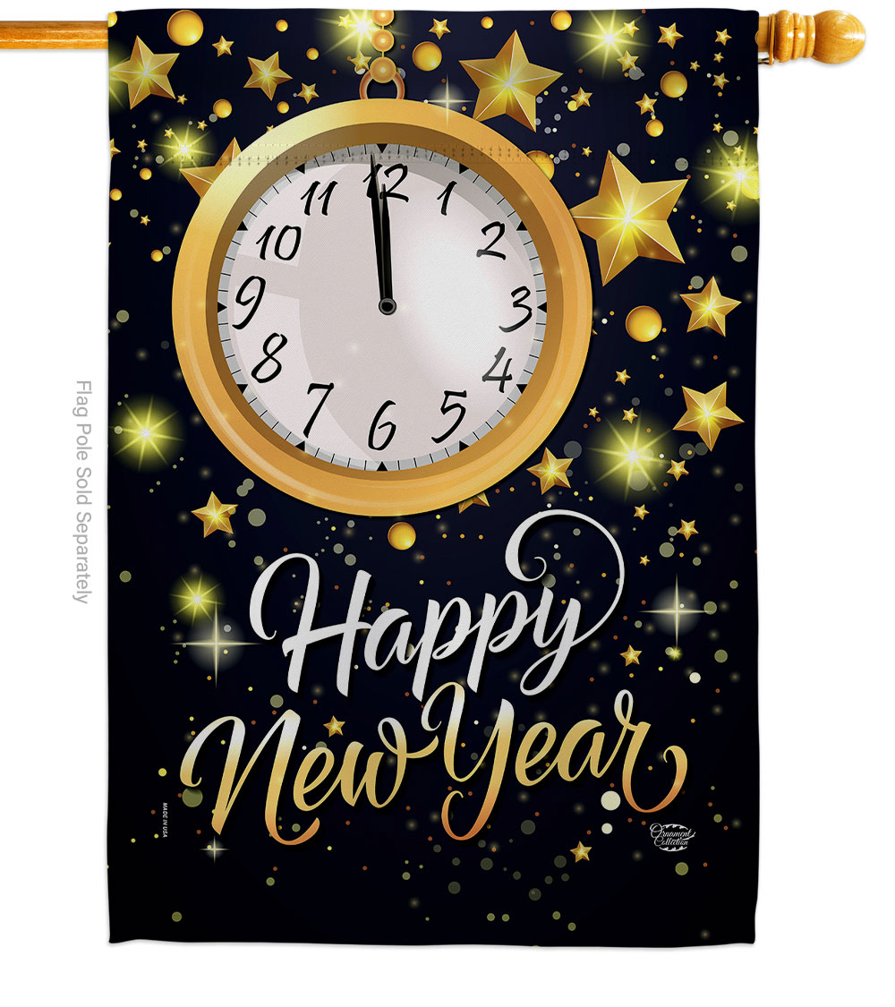 28 x 40 in. New Year Countdown House Flag with Winter Double-Sided Decorative Vertical Flags Decoration Banner Garden Yard Gift