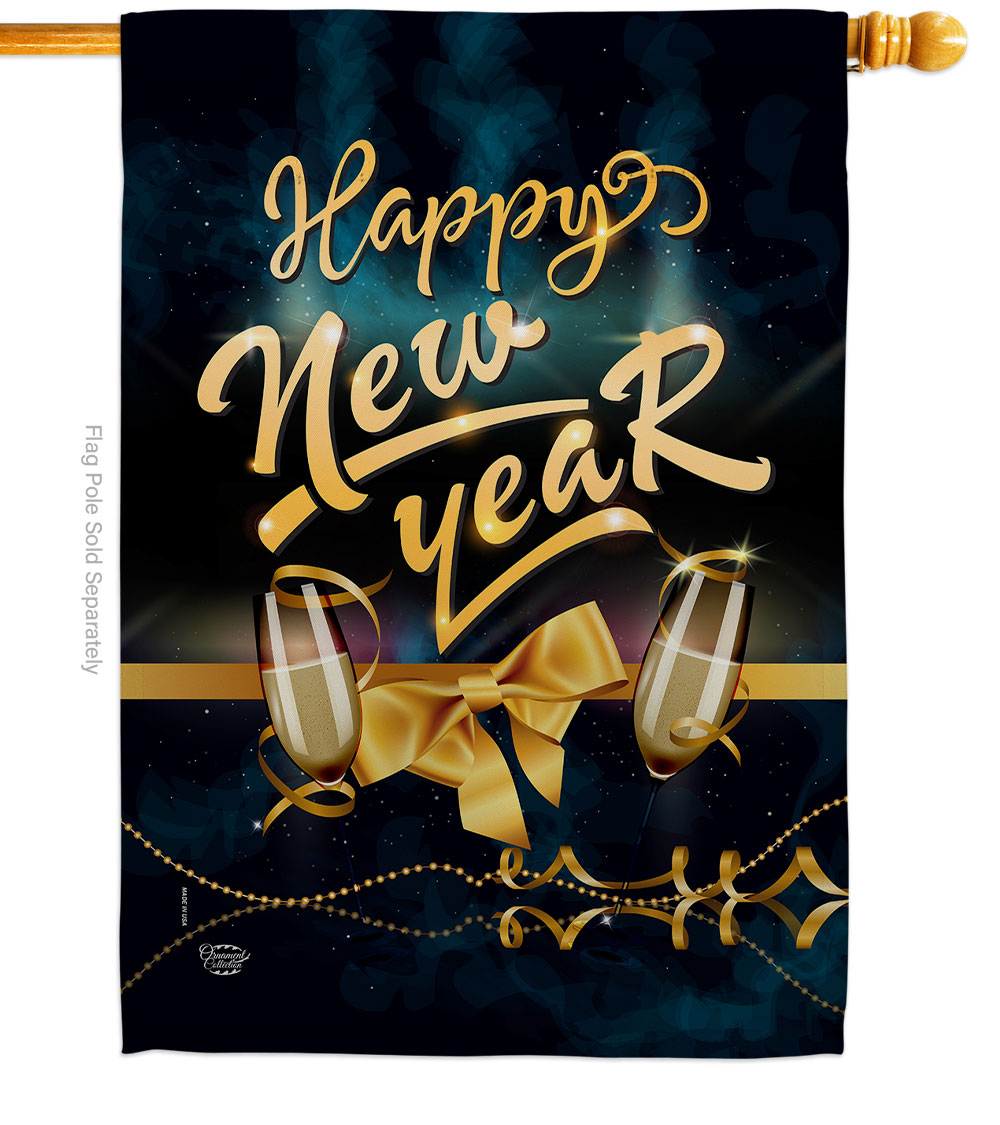 28 x 40 in. Cheerful New Year House Flag with Winter Double-Sided Decorative Vertical Flags Decoration Banner Garden Yard Gift