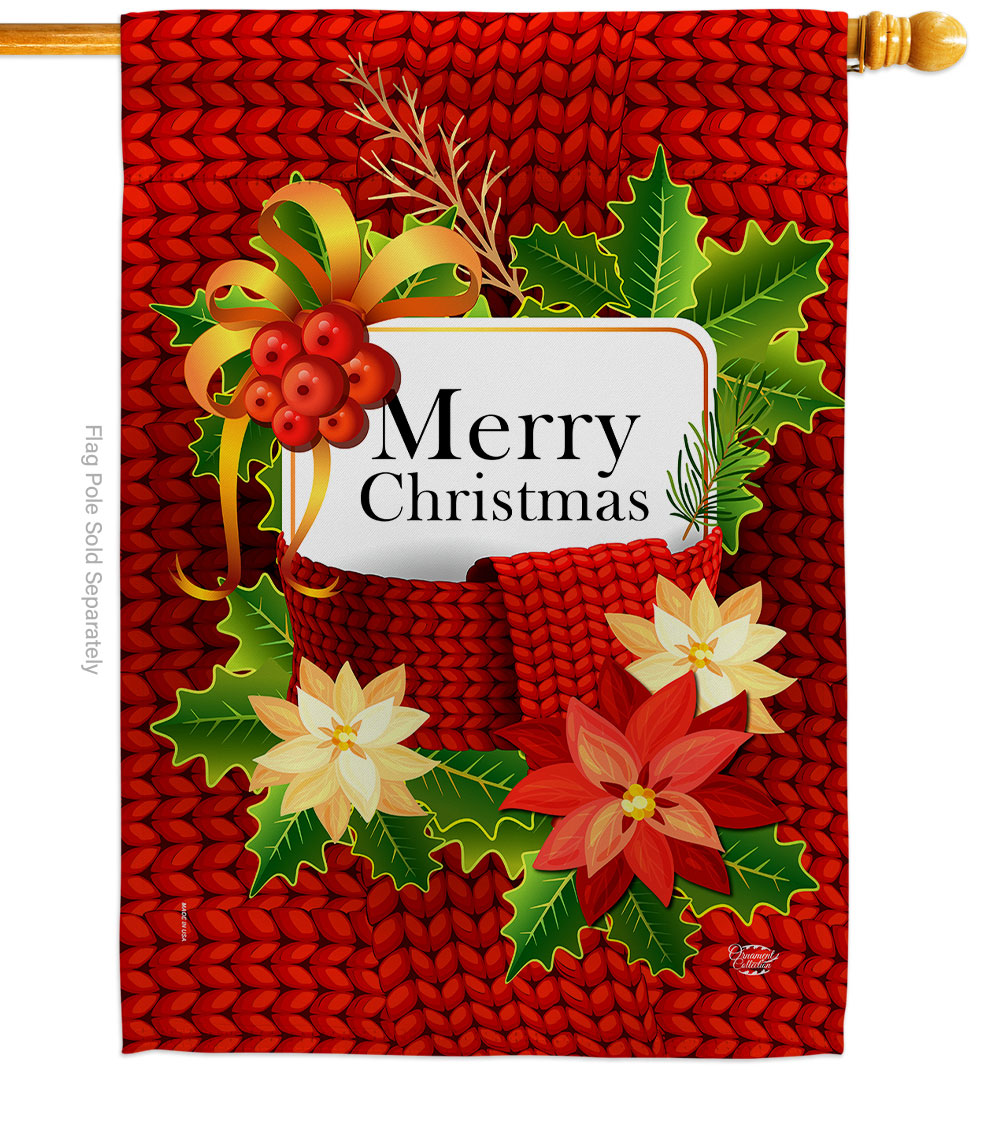 28 x 40 in. Christmas Sweater House Flag with Winter Double-Sided Decorative Vertical Flags Decoration Banner Garden Yard Gift