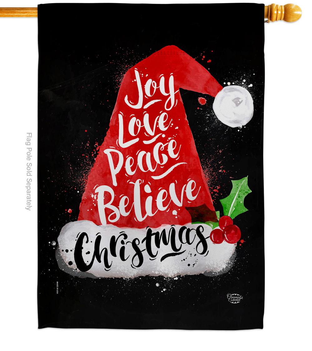 H192262-BO 28 x 40 in. Joy Love Peace House Flag with Winter Christmas Double-Sided Decorative Vertical Flags Decoration Banner Garden Yard Gift