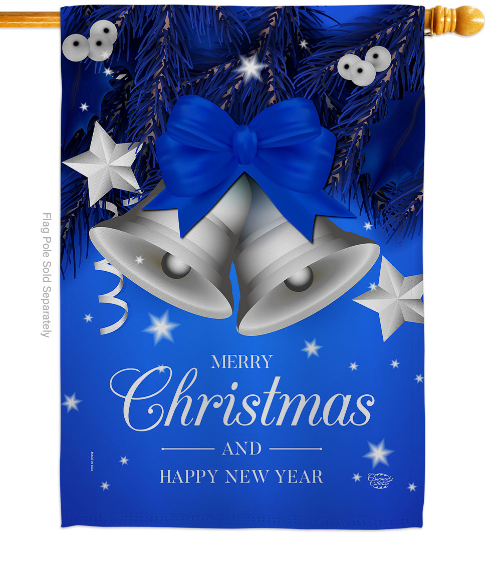 28 x 40 in. Christmas Bells House Flag with Winter Double-Sided Decorative Vertical Flags Decoration Banner Garden Yard Gift