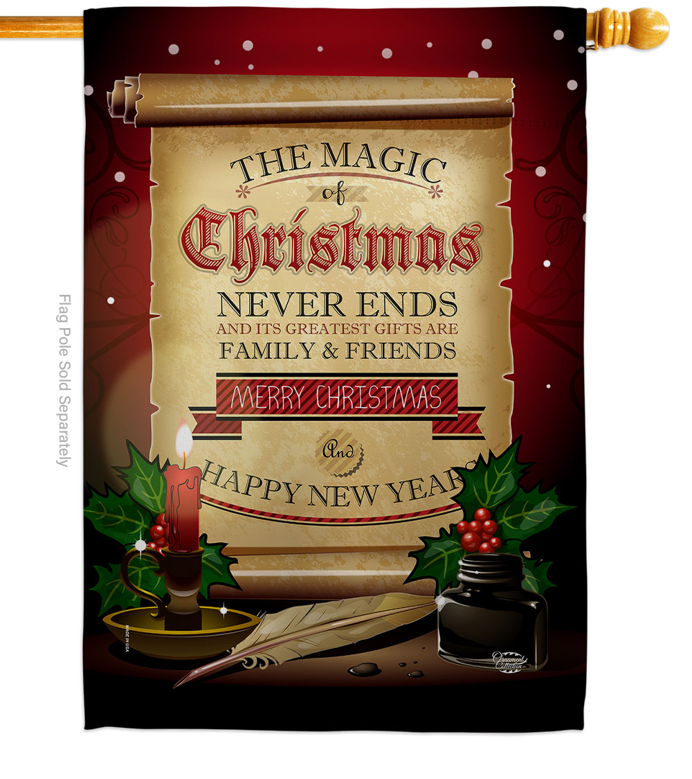 28 x 40 in. Magic Christmas House Flag with Winter Double-Sided Decorative Vertical Flags Decoration Banner Garden Yard Gift