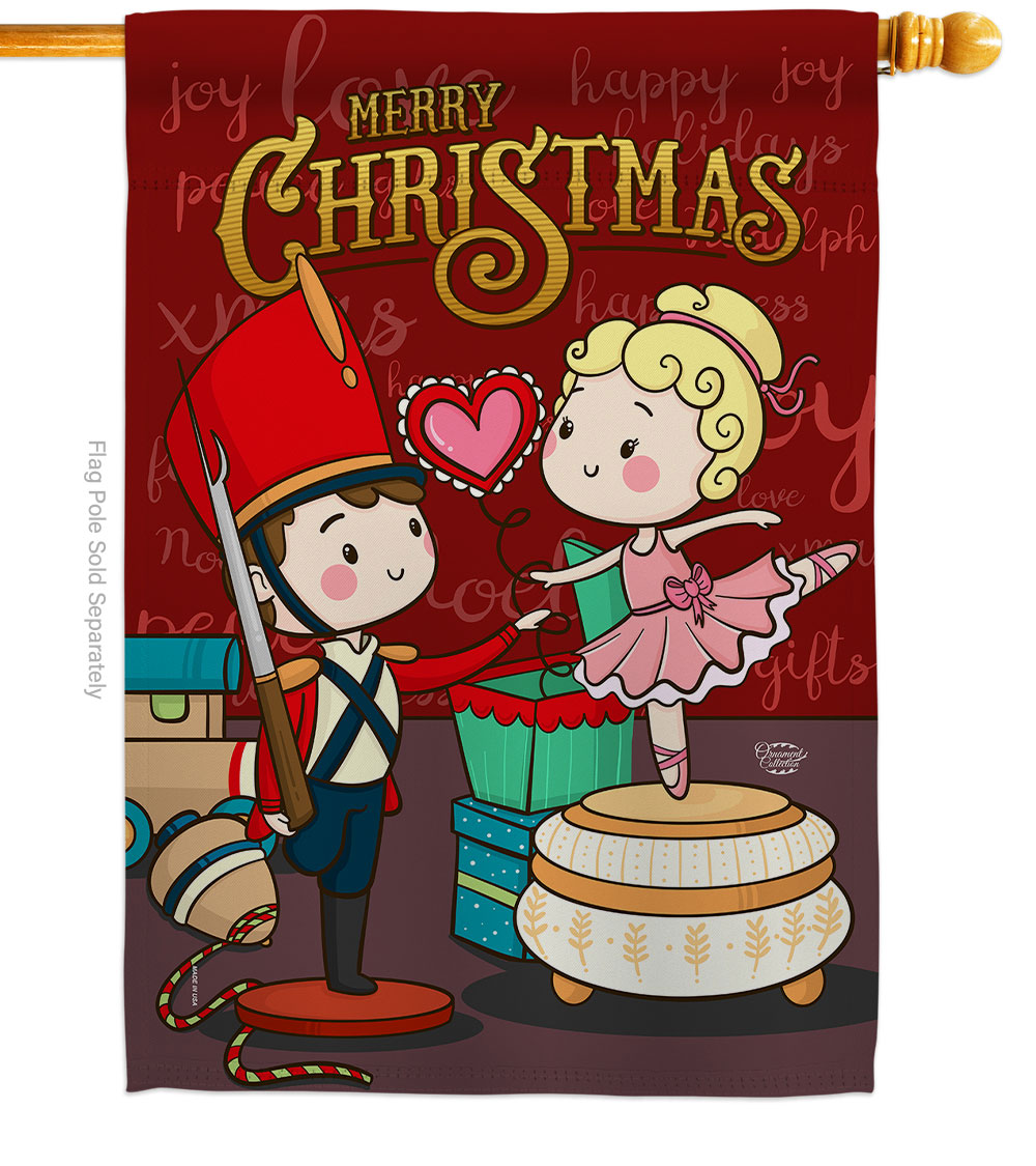 28 x 40 in. Nutcracker & Bellet Doll House Flag with Winter Christmas Double-Sided Decorative Vertical Flags Decoration Banner Garden Yard Gift