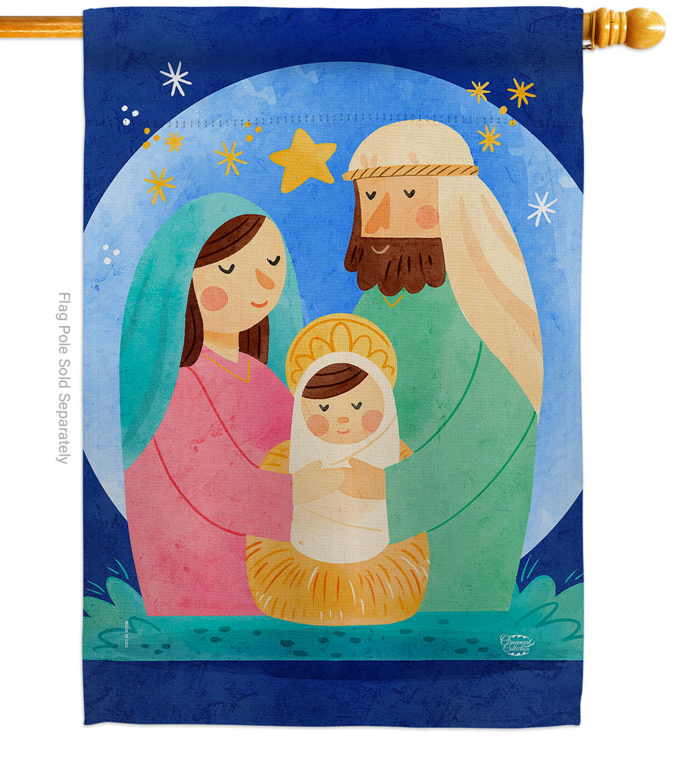 28 x 40 in. Nativity Jesus House Flag with Winter Double-Sided Decorative Vertical Flags Decoration Banner Garden Yard Gift