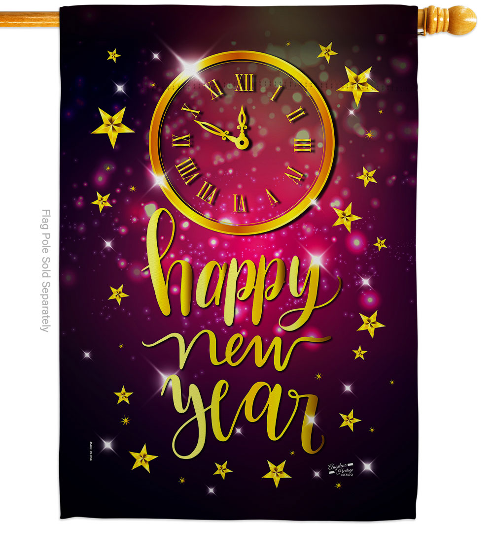 28 x 40 in. Unforgettable New Year House Flag with Winter Double-Sided Decorative Vertical Flags Decoration Banner Garden Yard Gift