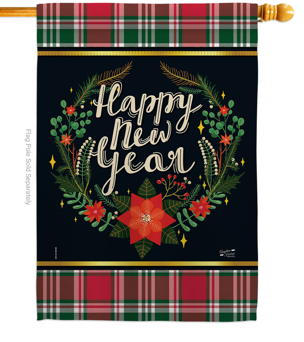 28 x 40 in. Winter New Year House Flag Double-Sided Decorative Vertical Flags Decoration Banner Garden Yard Gift
