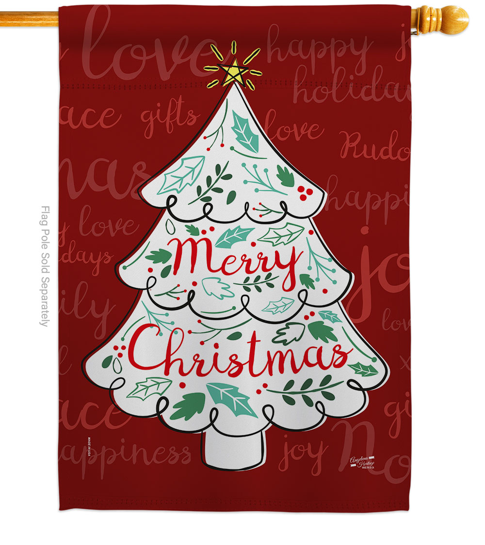 H137310-BO 28 x 40 in. The Christmas Tree House Flag with Winter Double-Sided Decorative Vertical Flags Decoration Banner Garden Yard Gift