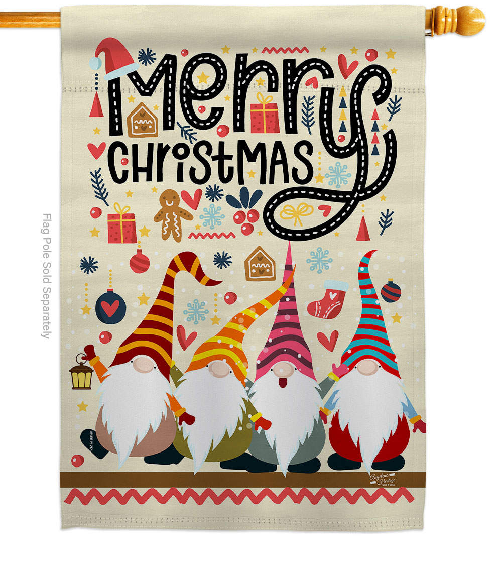 28 x 40 in. Christmas Gnome House Flag with Winter Double-Sided Decorative Vertical Flags Decoration Banner Garden Yard Gift