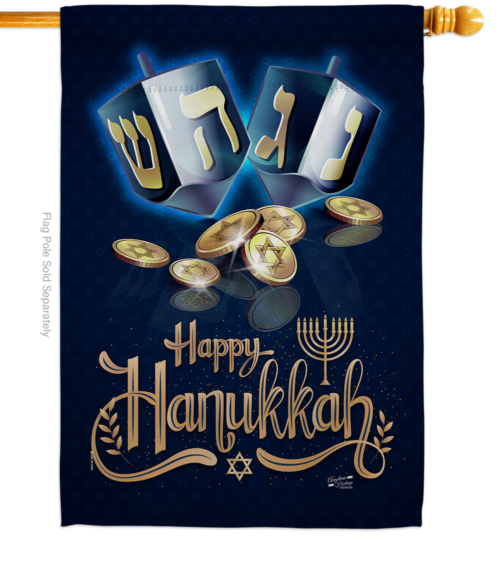 Happy Hanukkah House Flag - 28 x 40 in.