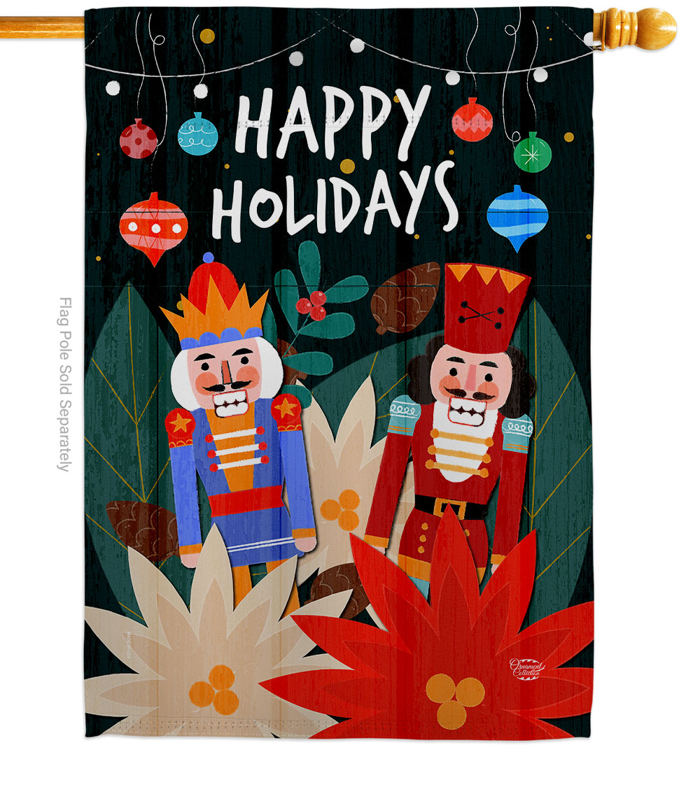 28 x 40 in. Holidays Nutcracker House Flag with Winter Christmas Double-Sided Decorative Vertical Flags Decoration Banner Garden Yard Gift