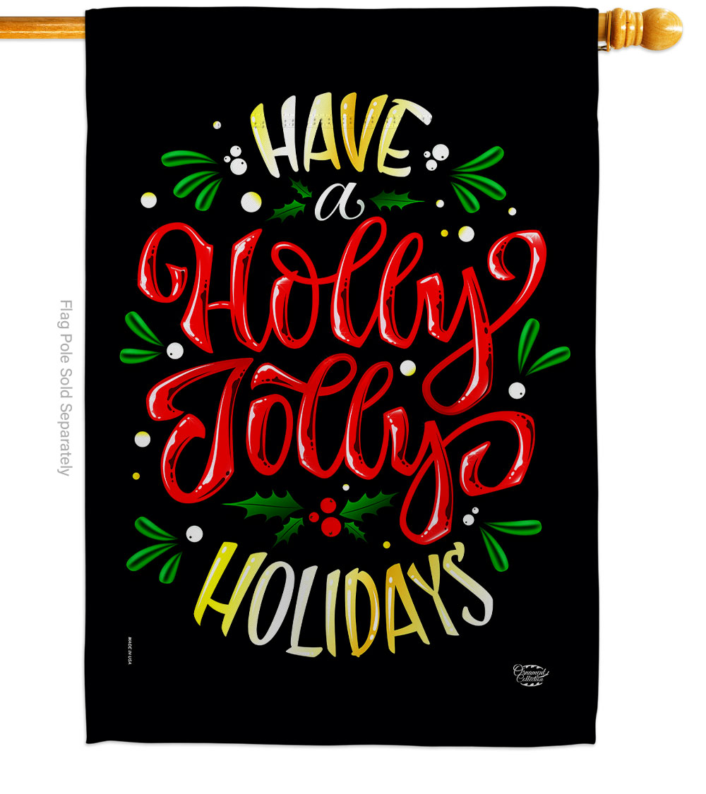 28 x 40 in. Jolly Holiday House Flag with Winter Christmas Double-Sided Decorative Vertical Flags Decoration Banner Garden Yard Gift