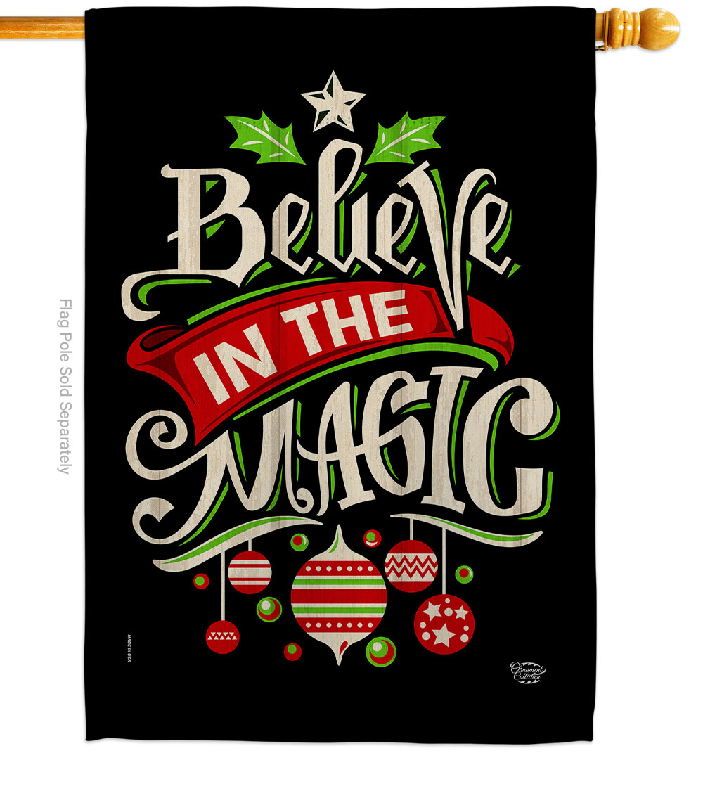 28 x 40 in. Believe the Magic House Flag with Winter Christmas Double-Sided Decorative Vertical Flags Decoration Banner Garden Yard Gift