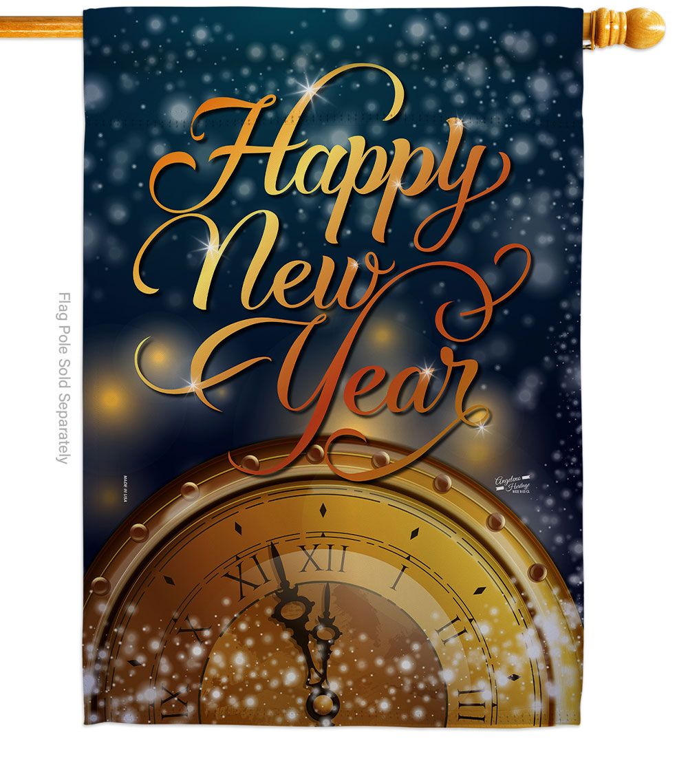 28 x 40 in. Countdown New Year House Flag with Winter Double-Sided Decorative Vertical Flags Decoration Banner Garden Yard Gift
