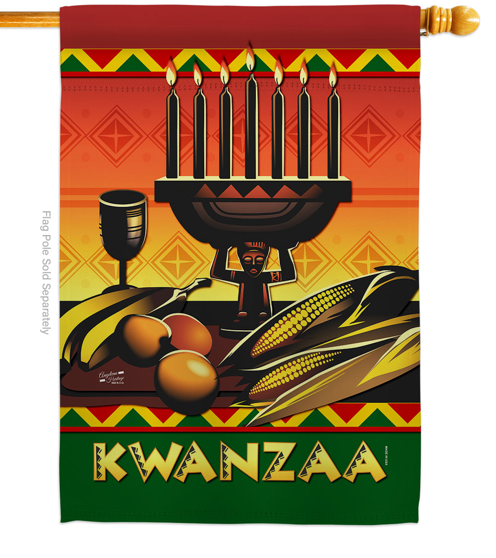 28 x 40 in. Celebrate Kwanzaa House Flag with Winter Double-Sided Decorative Vertical Flags Decoration Banner Garden Yard Gift