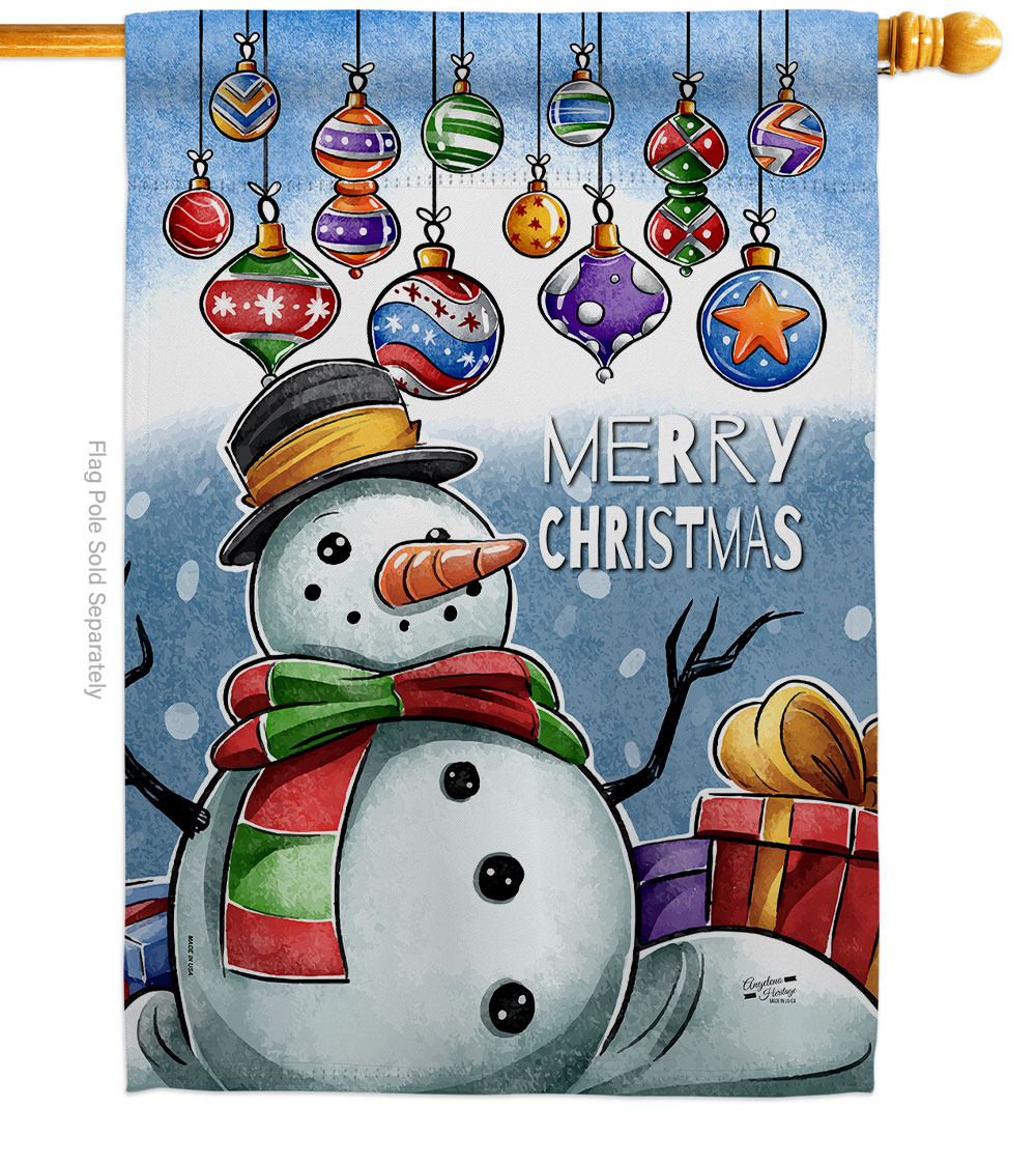 28 x 40 in. Ornament Snowman House Flag with Winter Christmas Double-Sided Decorative Vertical Flags Decoration Banner Garden Yard Gift