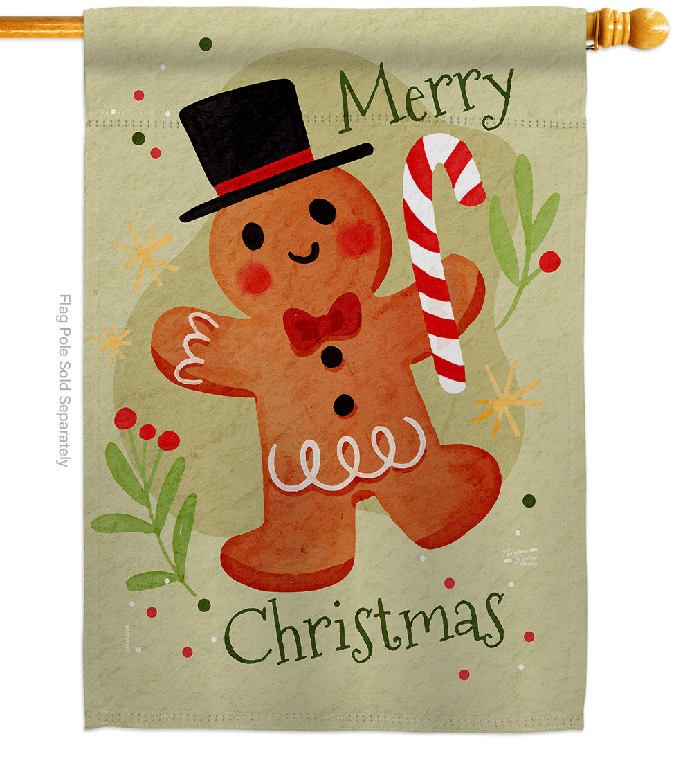 H137611-BO 28 x 40 in. Mr Gingerbread House Flag with Winter Christmas Double-Sided Decorative Vertical Flags Decoration Banner Garden Yard Gift