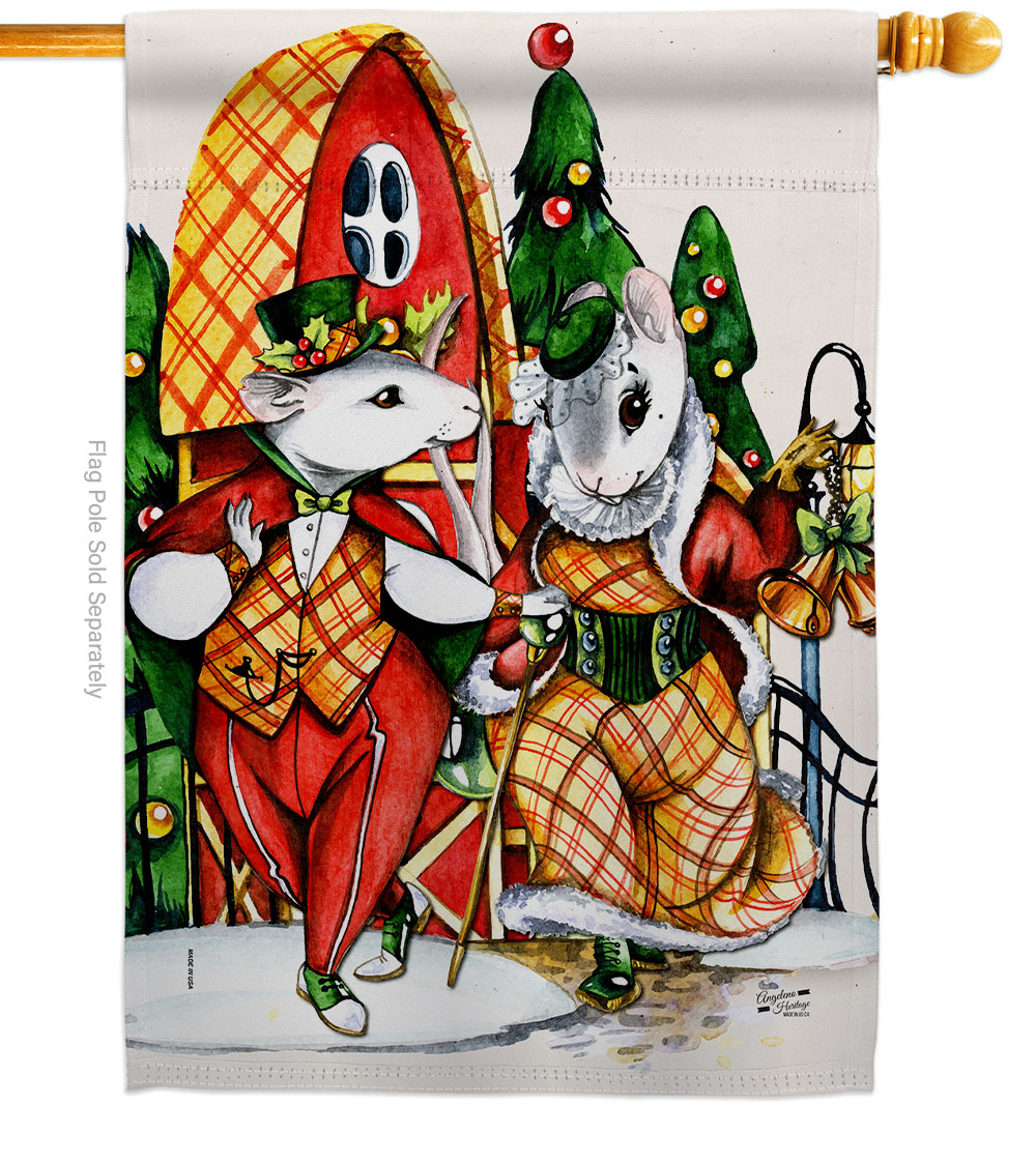 H137619-BO 28 x 40 in. Holiday Mouses House Flag with Winter Christmas Double-Sided Decorative Vertical Flags Decoration Banner Garden Yard Gift