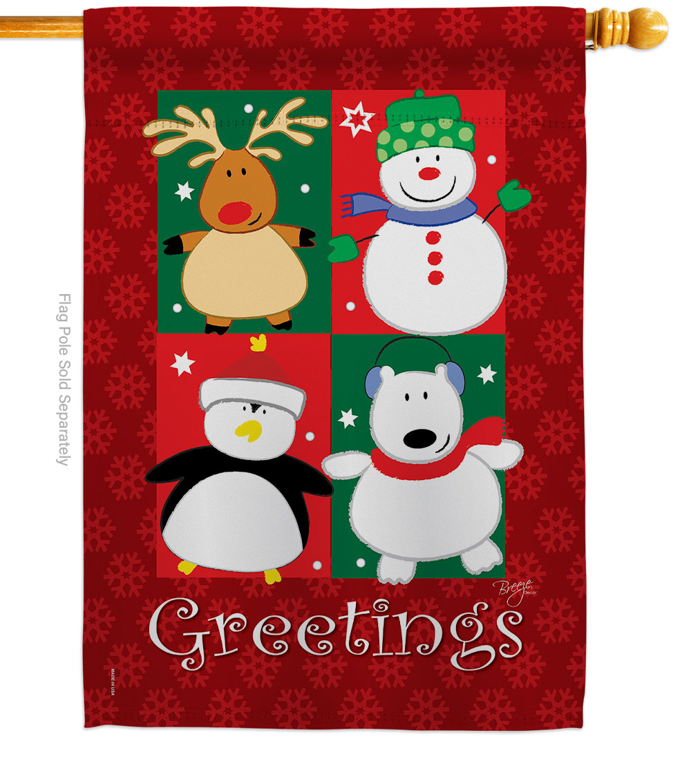 H114063-BO 28 x 40 in. Pals Greetings House Flag with Winter Christmas Double-Sided Decorative Vertical Flags Decoration Banner Garden Yard Gift