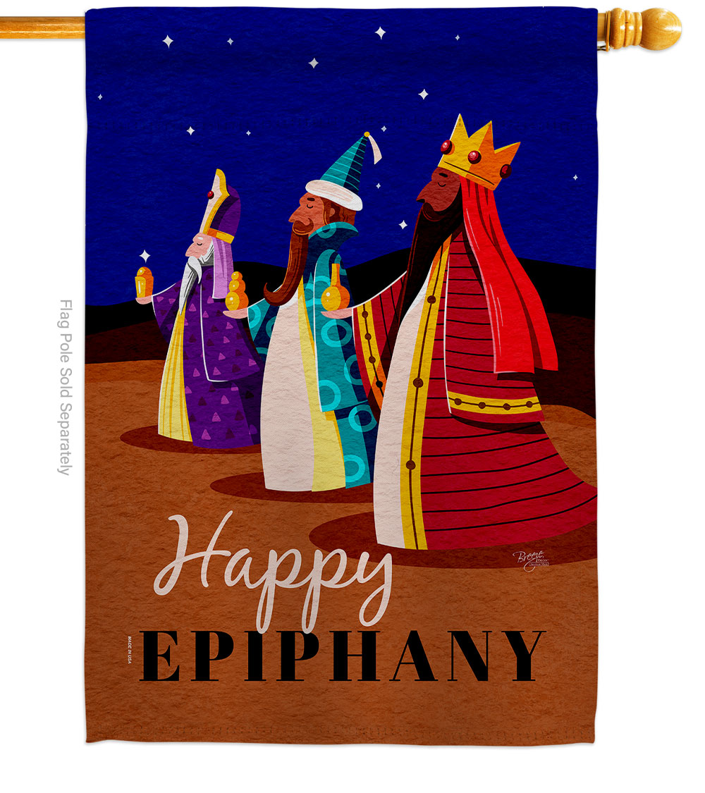 28 x 40 in. Celebrate Epiphany House Flag with Winter Nativity Double-Sided Decorative Vertical Flags Decoration Banner Garden Yard Gift