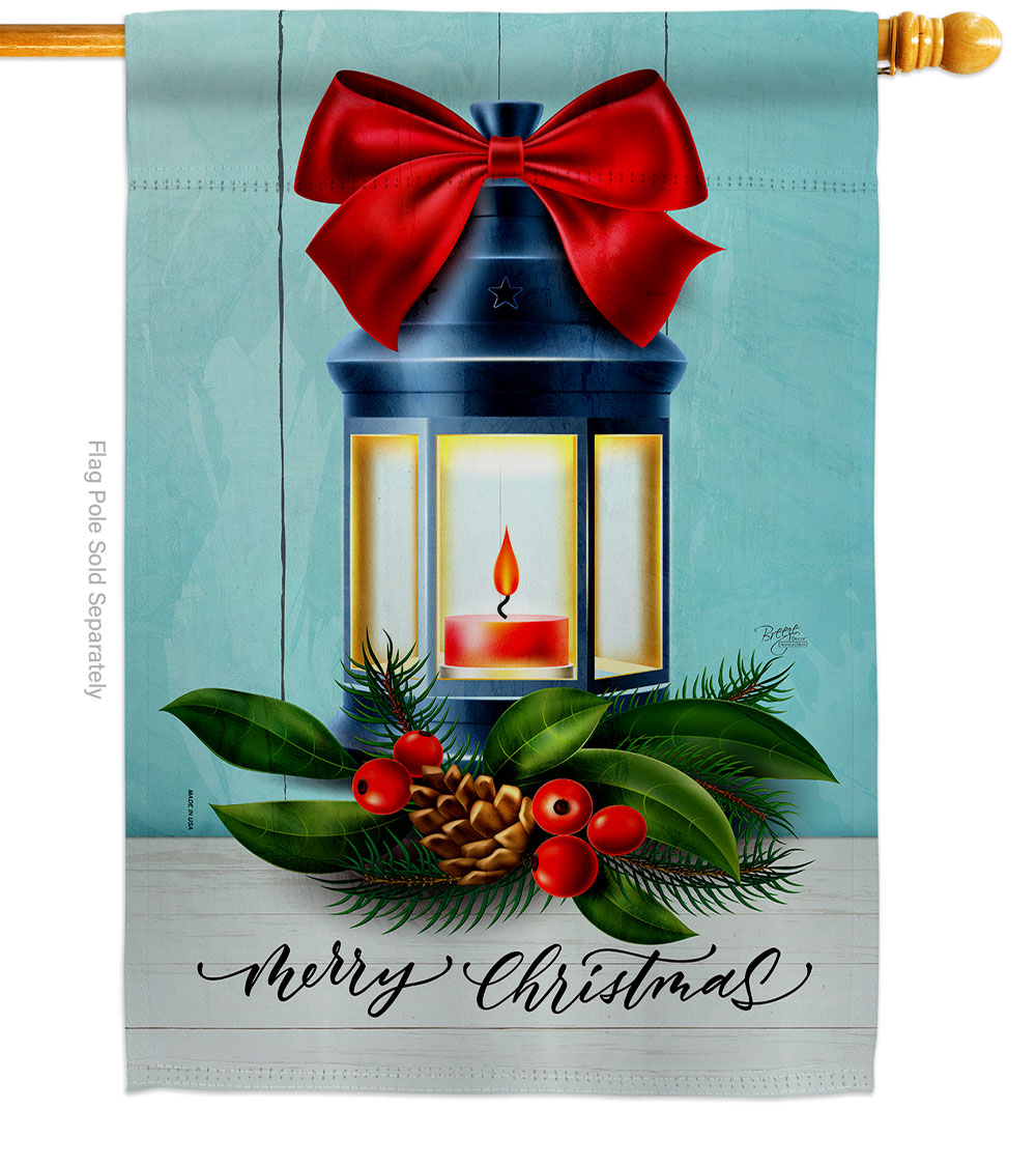 28 x 40 in. Christmas Lantern House Flag with Winter Double-Sided Decorative Vertical Flags Decoration Banner Garden Yard Gift