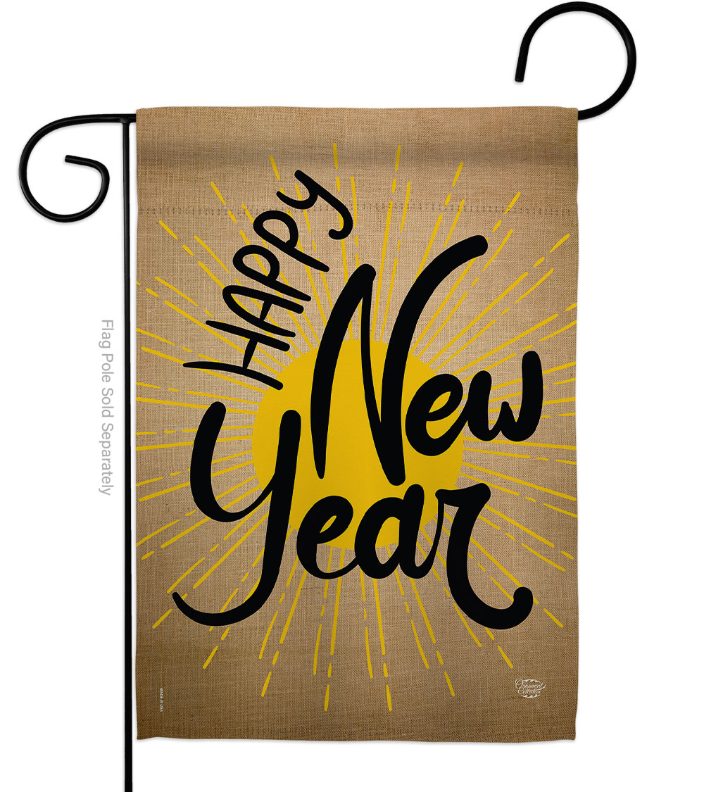 13 x 18.5 in. Happy New Year Garden Flag with Winter Double-Sided Decorative Vertical Flags House Decoration Banner Yard Gift