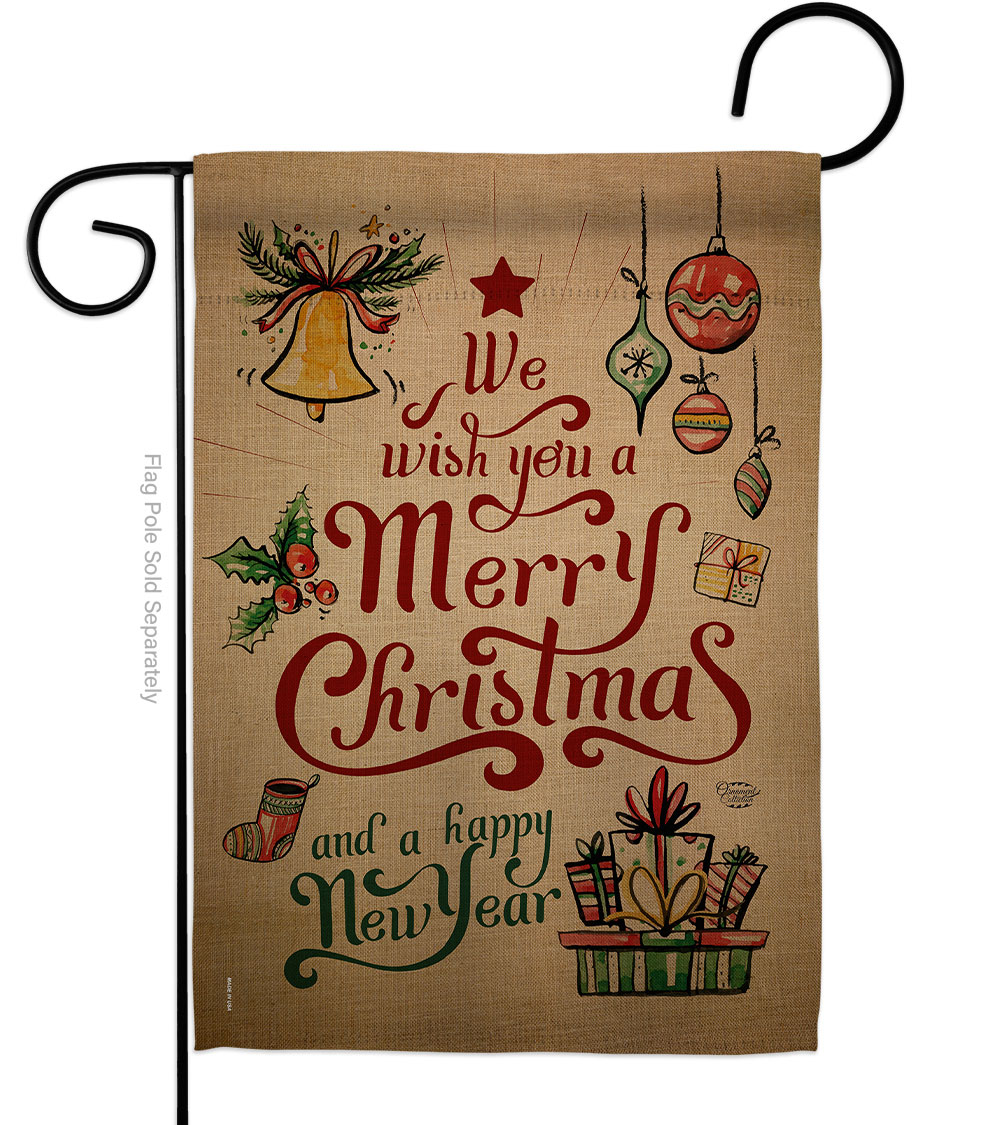 13 x 18.5 in. Merry Christmas & Happy New Year Garden Flag with Winter Double-Sided Decorative Vertical Flags House Decoration Banner Yard Gift
