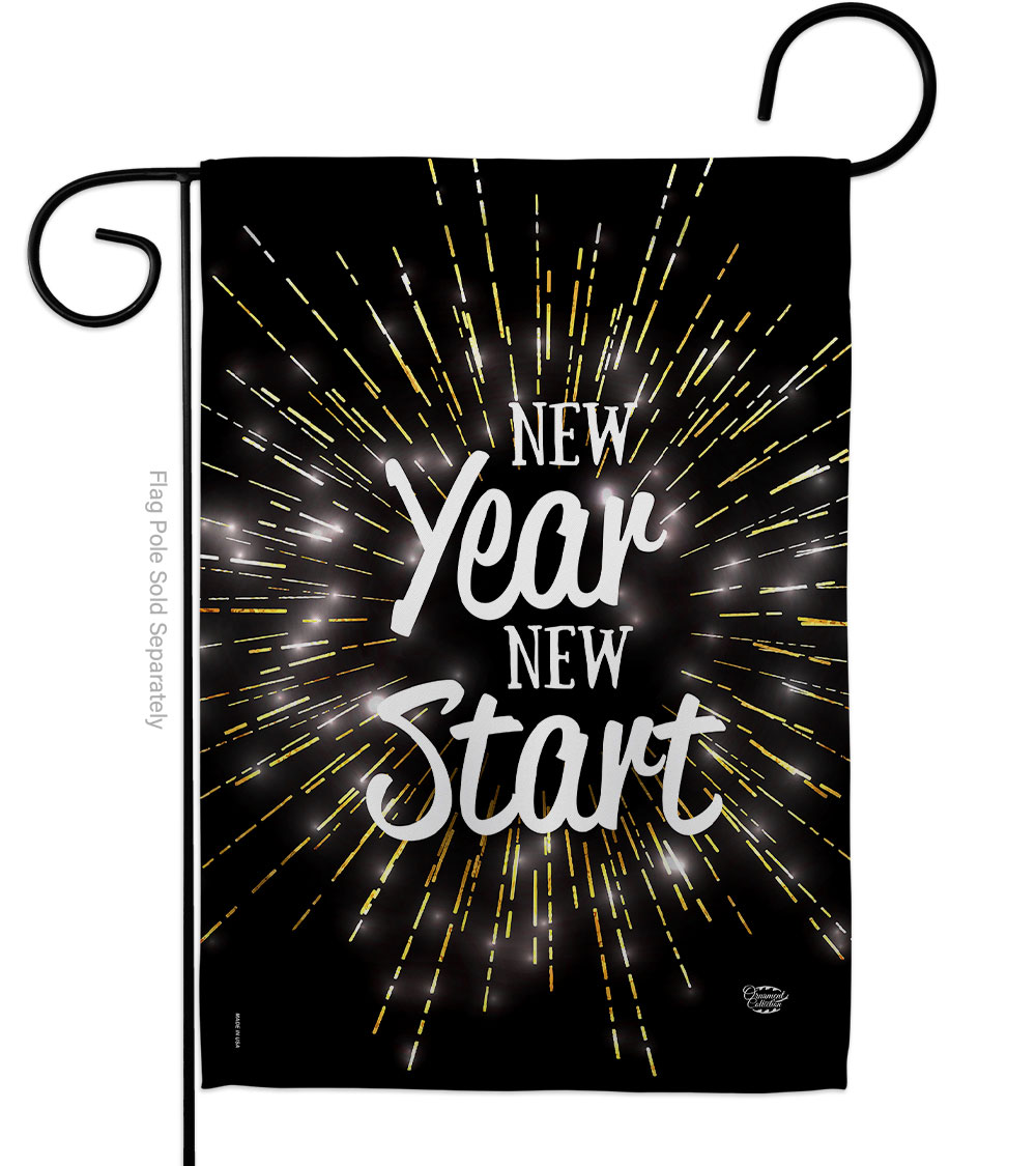 13 x 18.5 in. New Year Start Garden Flag with Winter Double-Sided Decorative Vertical Flags House Decoration Banner Yard Gift