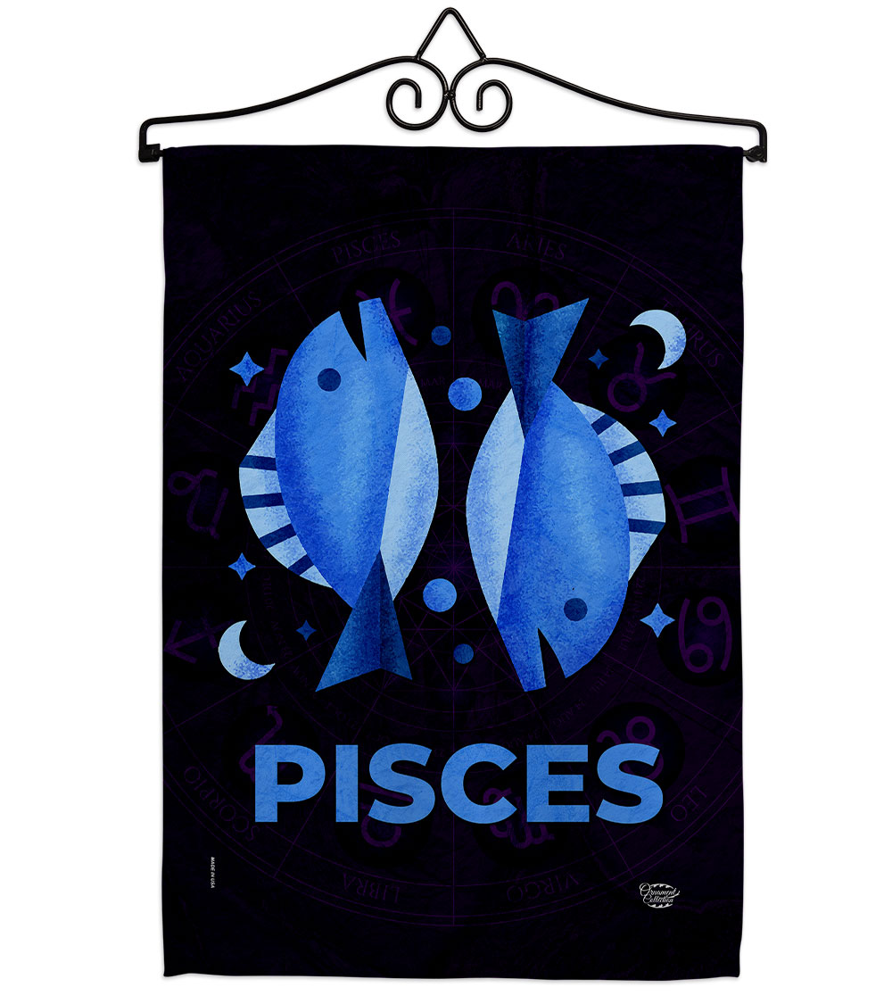 13 x 18.5 in. Pisces Garden Flag Set for Interests Zodiac Double-Sided Decorative Vertical Flags & House Decoration Banner Yard Gift