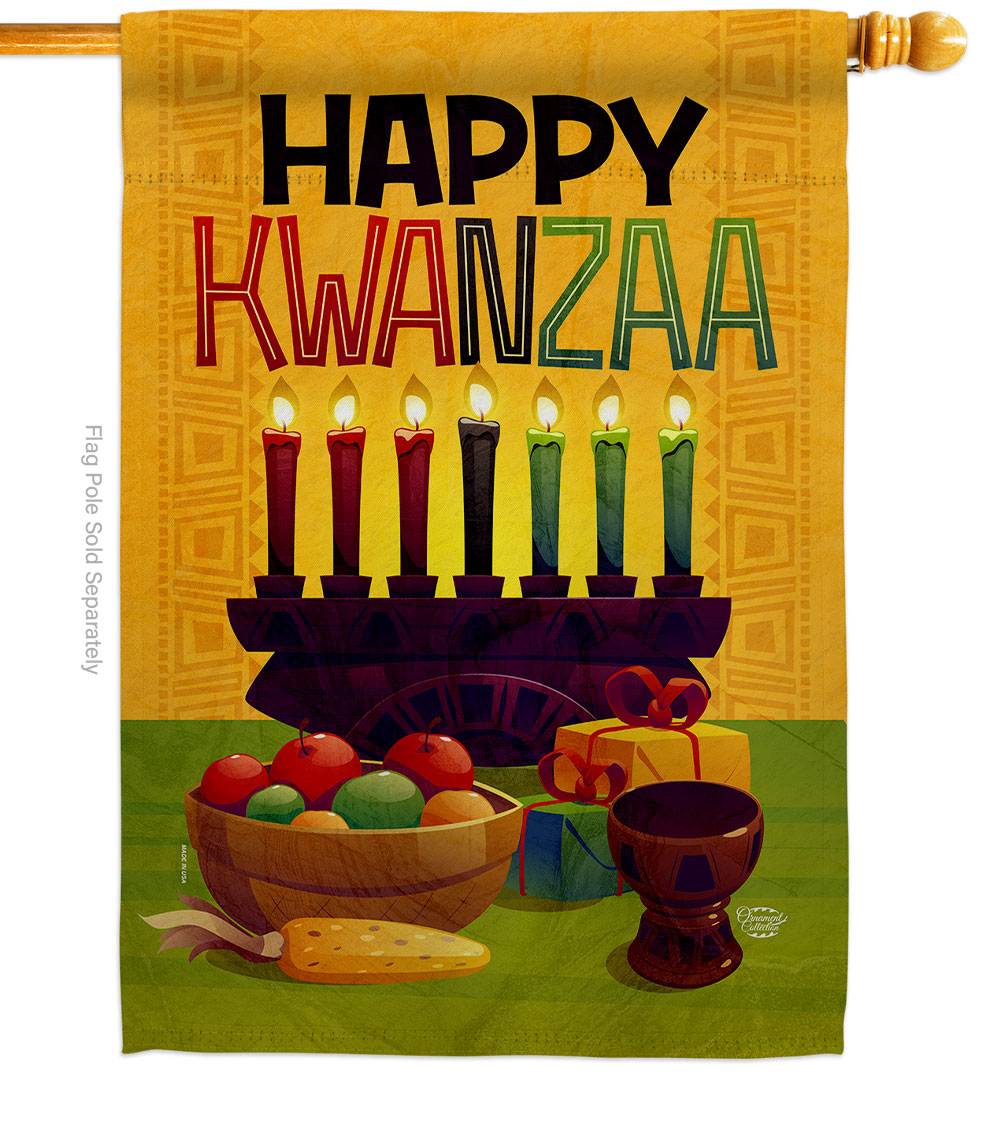 28 x 40 in. Harvest Kwanzaa House Flag Black History Double-Sided Decorative Vertical Flags Decoration Banner Garden Yard Gift