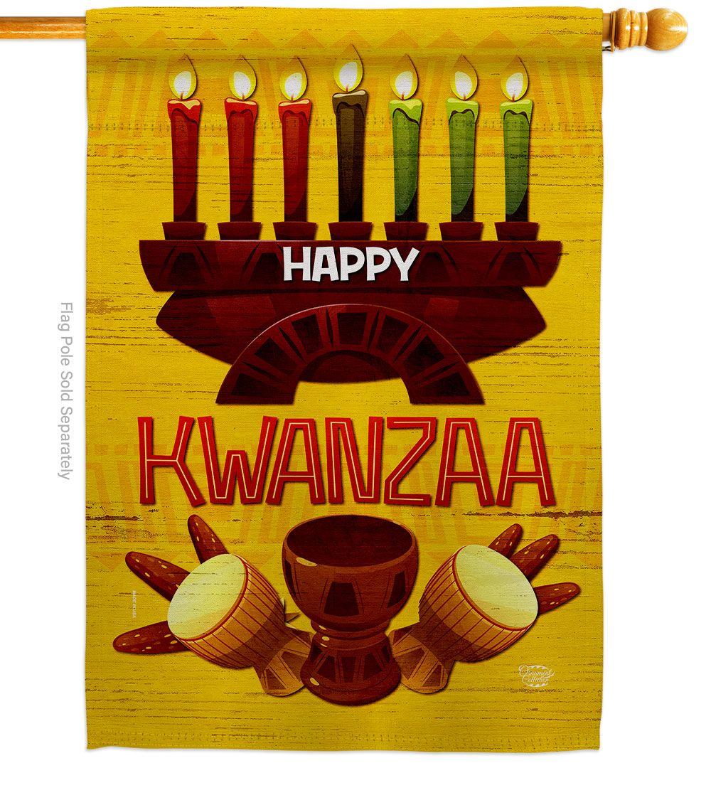 28 x 40 in. Kwanzaa Party House Flag Black History Double-Sided Decorative Vertical Flags Decoration Banner Garden Yard Gift