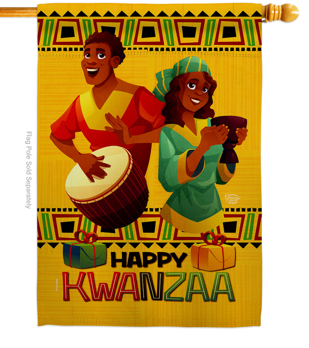 28 x 40 in. Joyful Kwanzaa House Flag Black History Double-Sided Decorative Vertical Flags Decoration Banner Garden Yard Gift