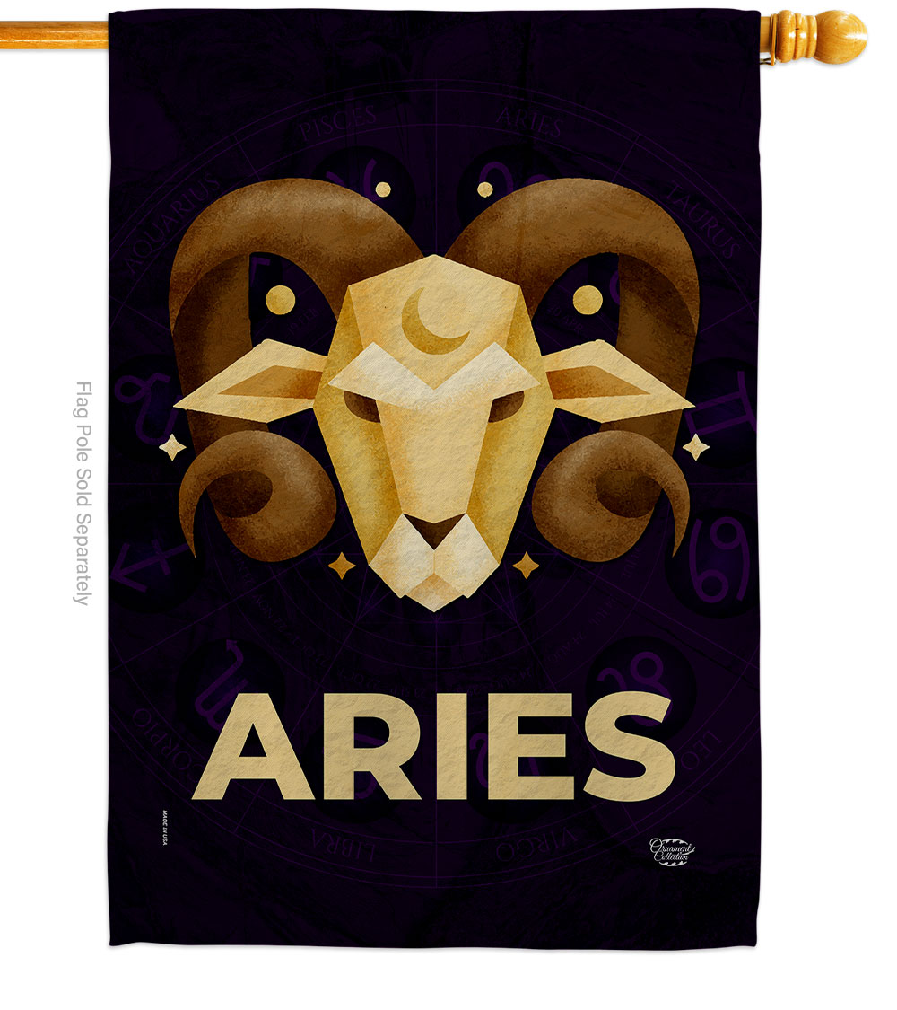 28 x 40 in. Aries House Flag Interests Zodiac Double-Sided Decorative Vertical Flags Decoration Banner Garden Yard Gift