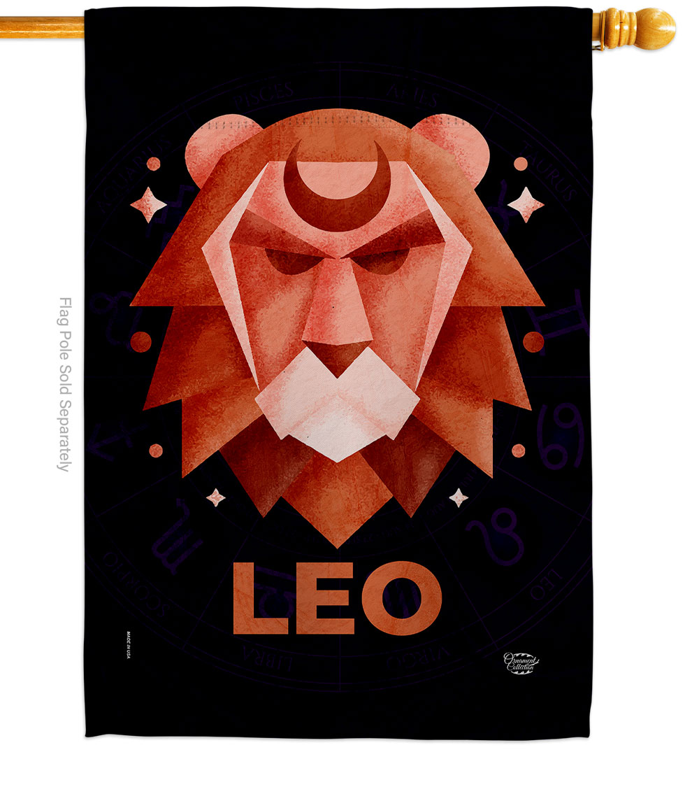 28 x 40 in. Leo House Flag Interests Zodiac Double-Sided Decorative Vertical Flags Decoration Banner Garden Yard Gift