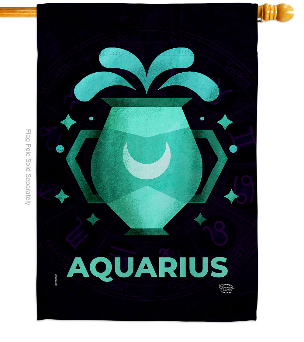 28 x 40 in. Aquarius House Flag Interests Zodiac Double-Sided Decorative Vertical Flags Decoration Banner Garden Yard Gift