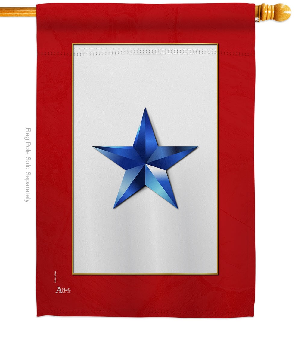 28 x 40 in. Blue Star House Flag Armed Forces Military Service Double-Sided Decorative Vertical Flags Decoration Banner Garden Yard Gift