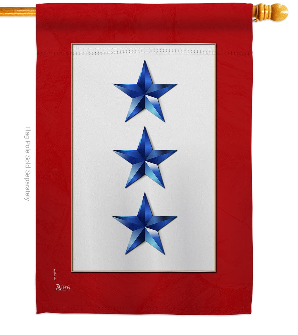 28 x 40 in. Three Blue Stars House Flag Armed Forces Military Service Double-Sided Decorative Vertical Flags Decoration Banner Garden Yard Gift