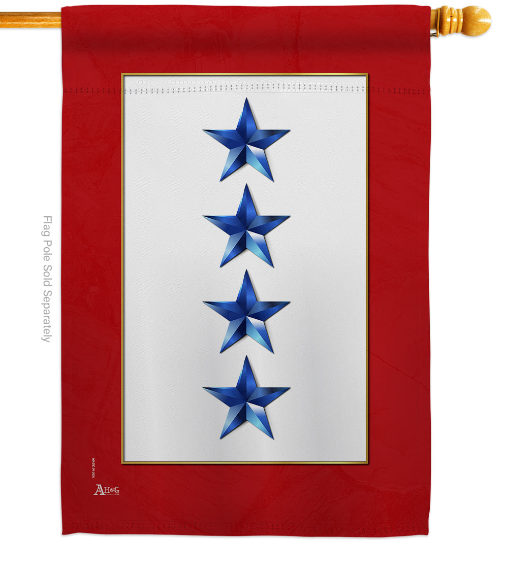28 x 40 in. Four Blue Stars House Flag Armed Forces Military Service Double-Sided Decorative Vertical Flags Decoration Banner Garden Yard Gift