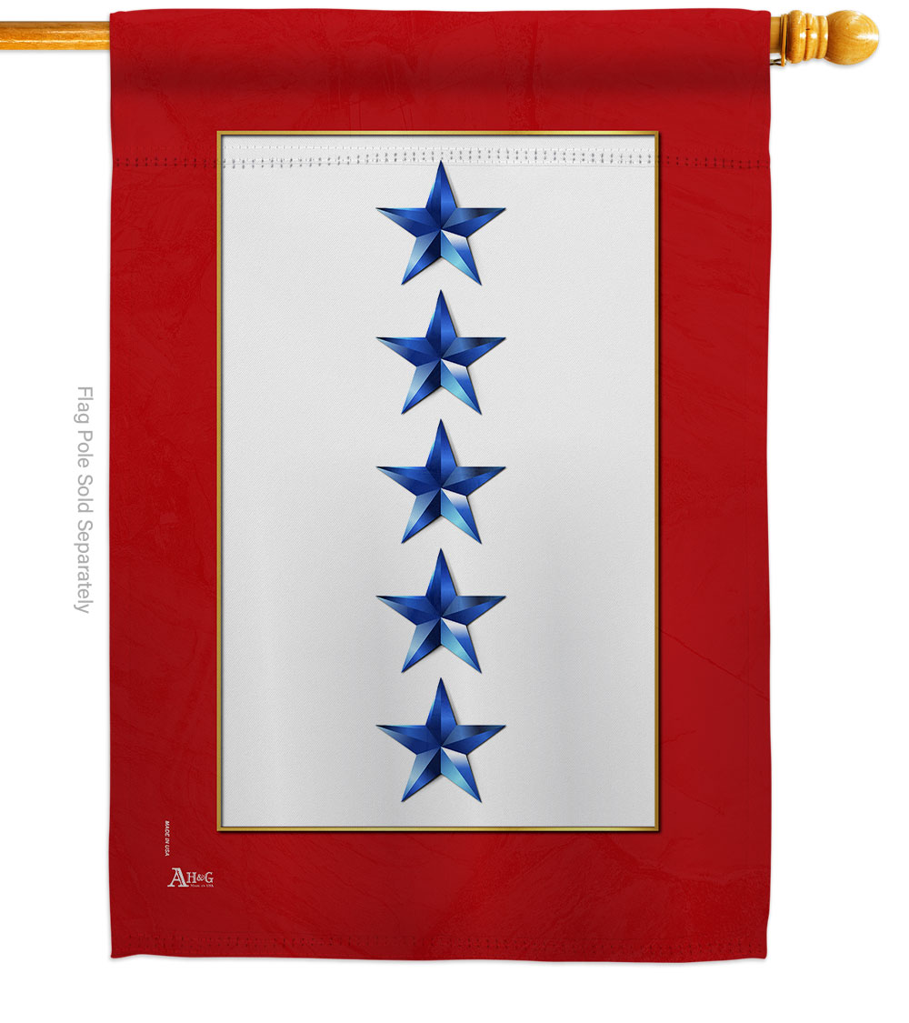 28 x 40 in. Five Blue Stars House Flag Armed Forces Military Service Double-Sided Decorative Vertical Flags Decoration Banner Garden Yard Gift