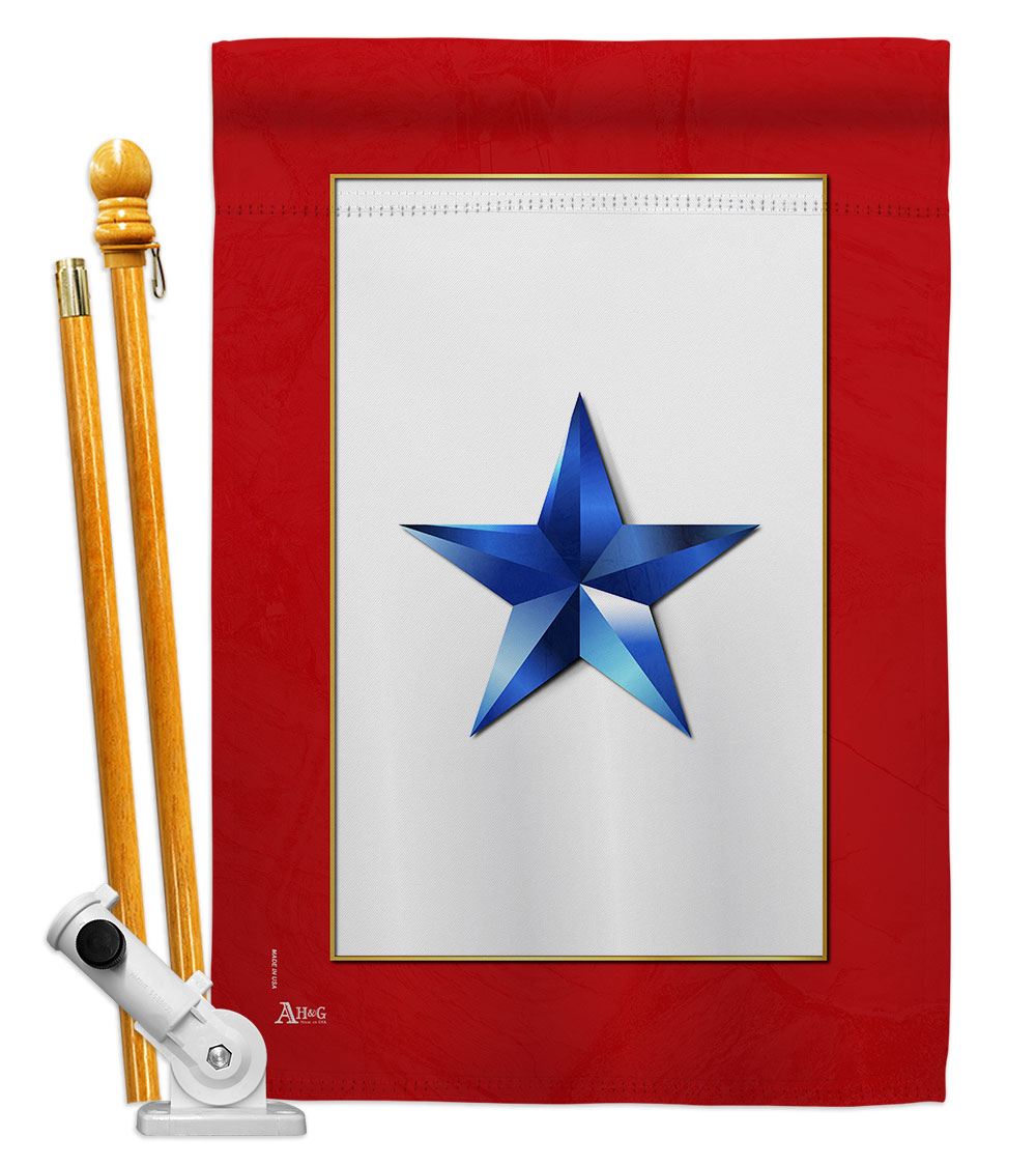 28 x 40 in. Blue Star House Flag Set Armed Forces Military Service Double-Sided Decorative Vertical Flags & Decoration Banner Garden Yard Gift